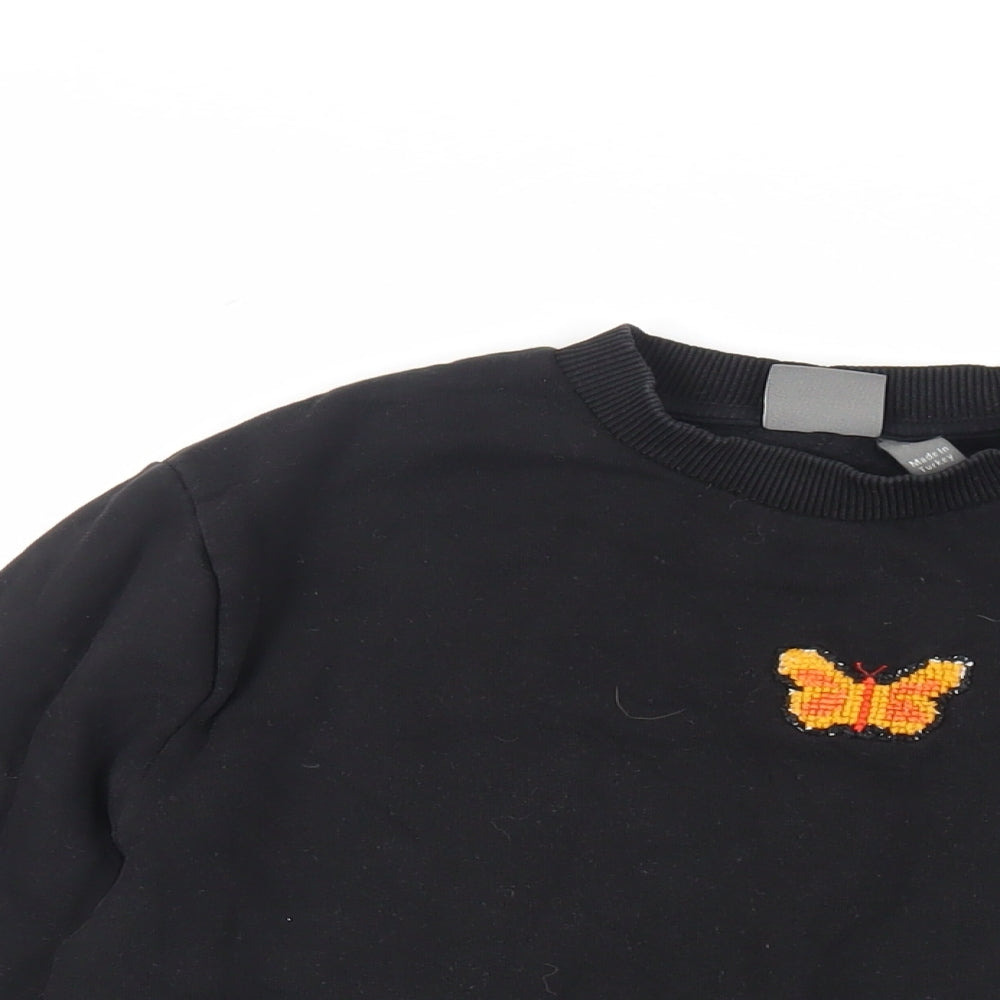 ASOS Womens Black Cotton Pullover Sweatshirt Size 2XS Pullover - Butterfly