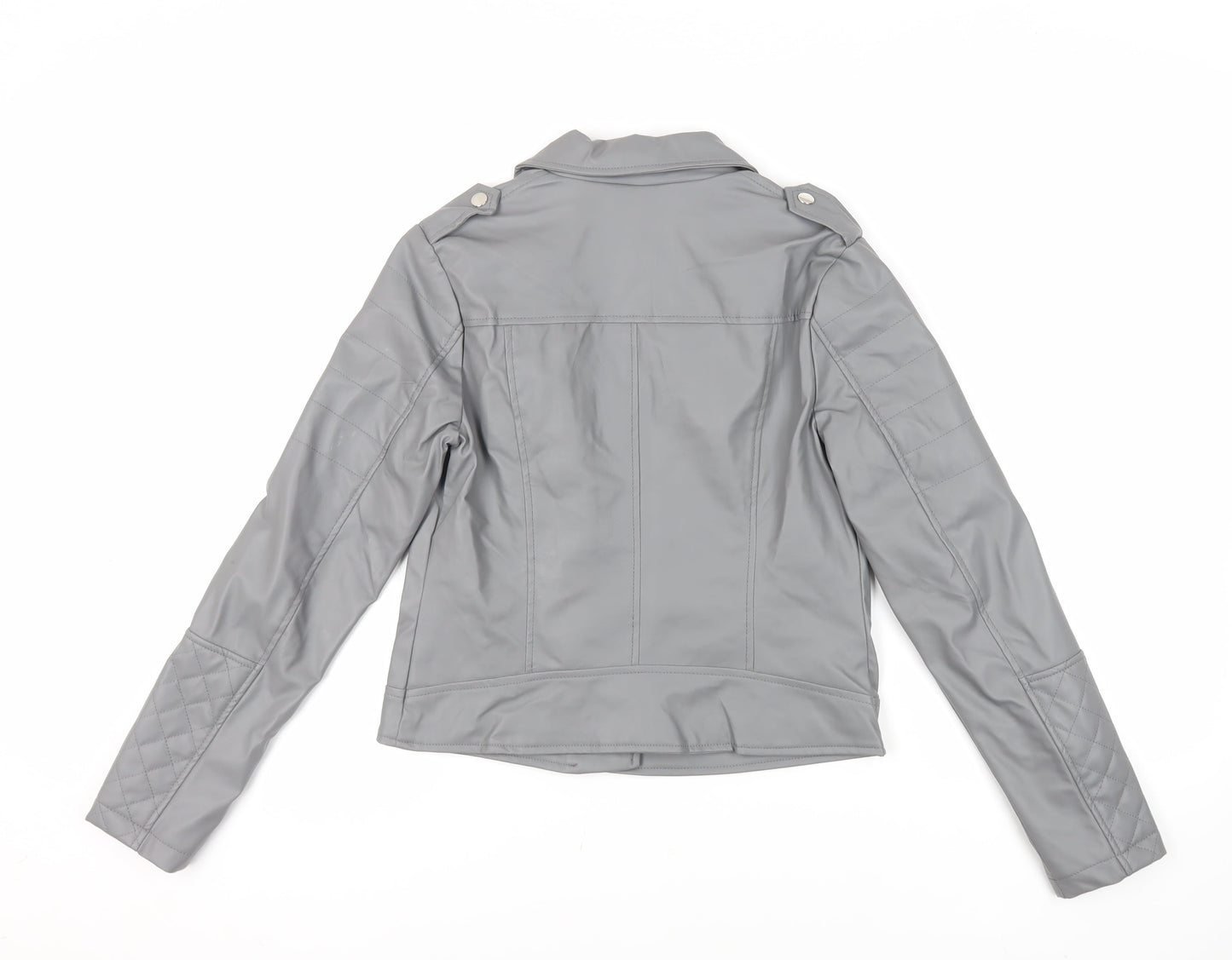 Select Womens Grey Biker Jacket Size 8 Zip
