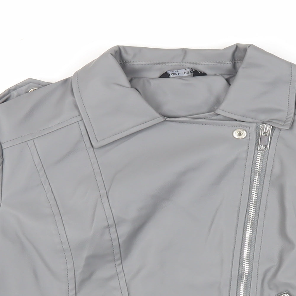 Select Womens Grey Biker Jacket Size 8 Zip
