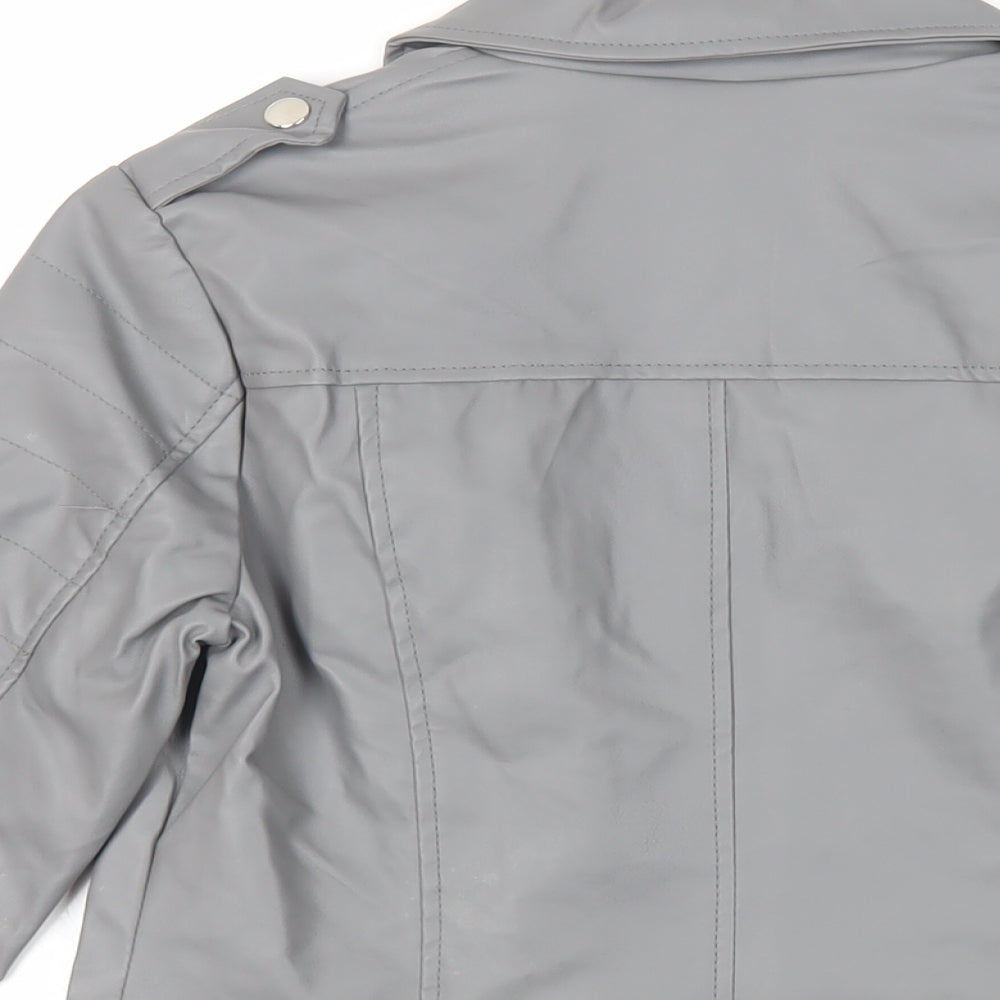 Select Womens Grey Biker Jacket Size 8 Zip