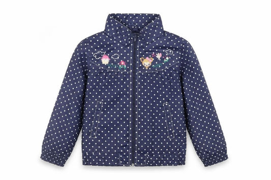 H&M Girls Blue Polka Dot Jacket Size 7-8 Years Zip - Embroidered