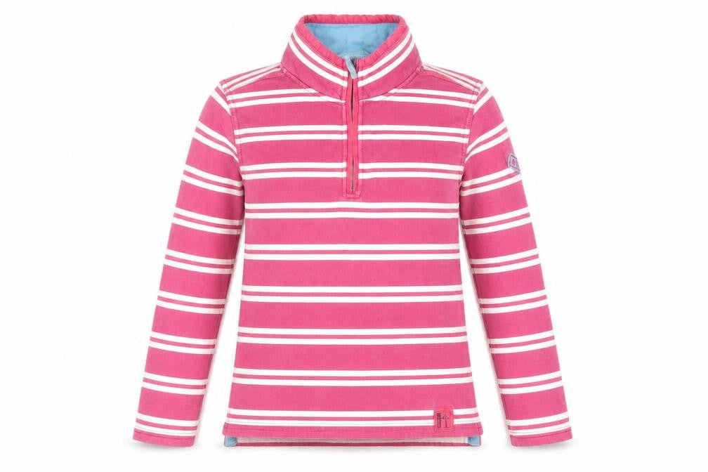 Seasalt Cornwall Womens Pink Striped Cotton Pullover Sweatshirt Size 8 Zip