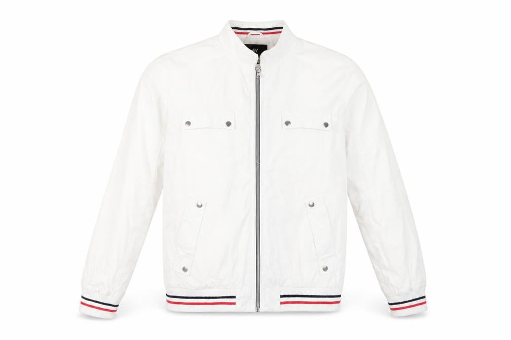 H&M Mens White Jacket Size 44 Zip - Contrasting Trim