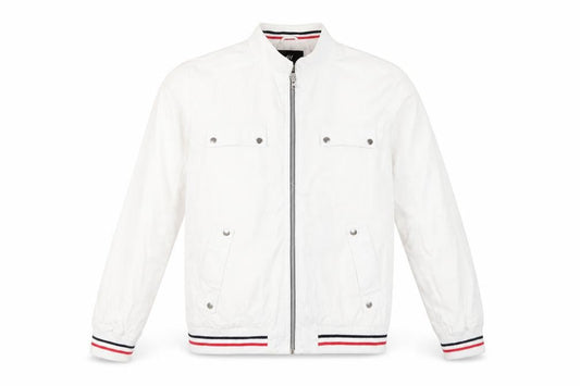H&M Mens White Jacket Size 44 Zip - Contrasting Trim