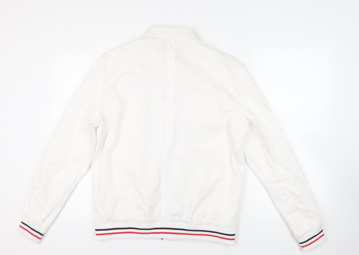 H&M Mens White Jacket Size 44 Zip - Contrasting Trim