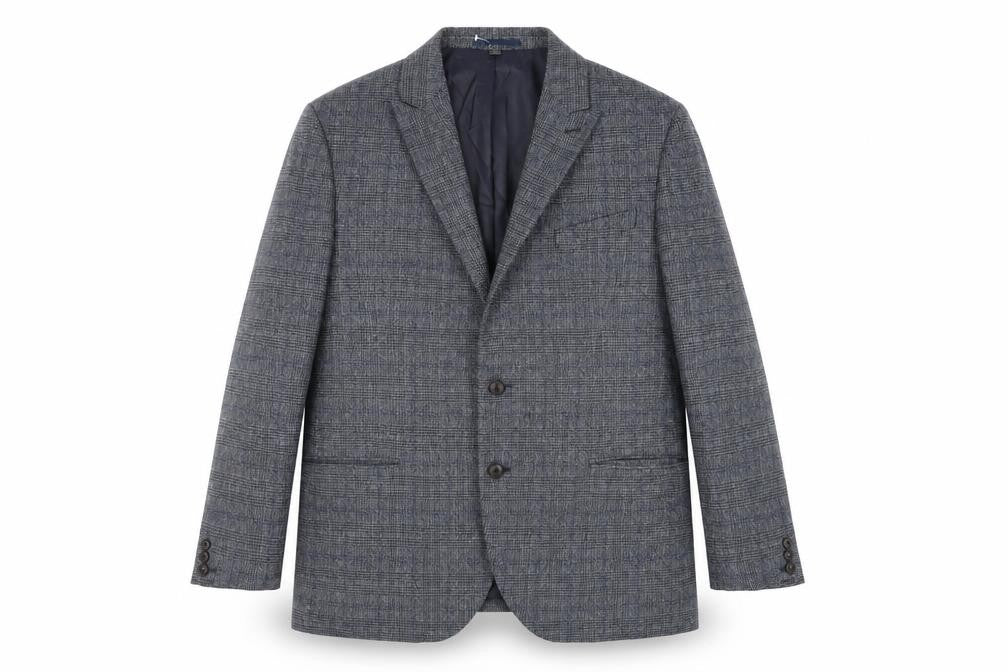 Marks & Spencer Mens Blue Plaid Polyester Jacket Suit Jacket Size 48 Regular