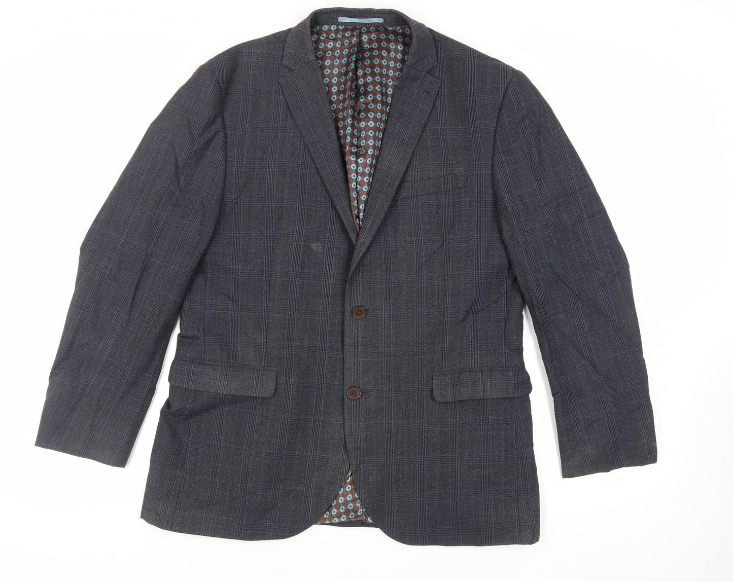 NEXT Mens Blue Plaid Wool Jacket Suit Jacket Size 42 Regular