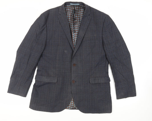 NEXT Mens Blue Plaid Wool Jacket Suit Jacket Size 42 Regular