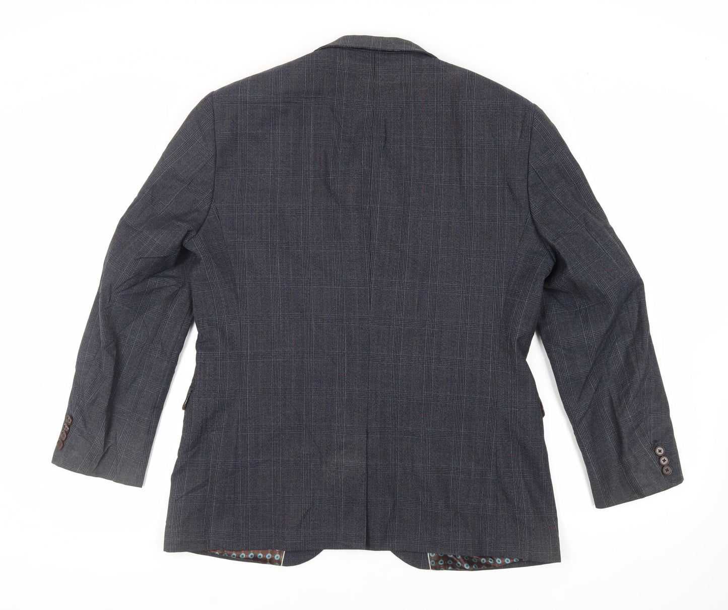 NEXT Mens Blue Plaid Wool Jacket Suit Jacket Size 42 Regular