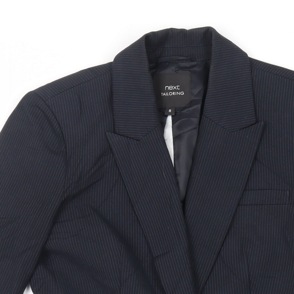 NEXT Womens Black Striped Jacket Blazer Size 8 Button