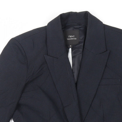 Next Womens Black Striped Jacket Blazer Size 8 Button