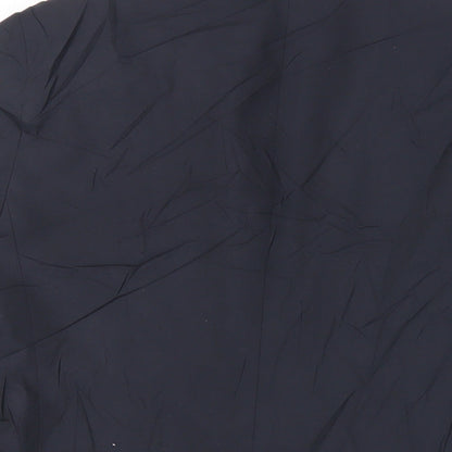 Brand and care label for ASOS men’s blue polyester jacket suit jacket, size 38, regular