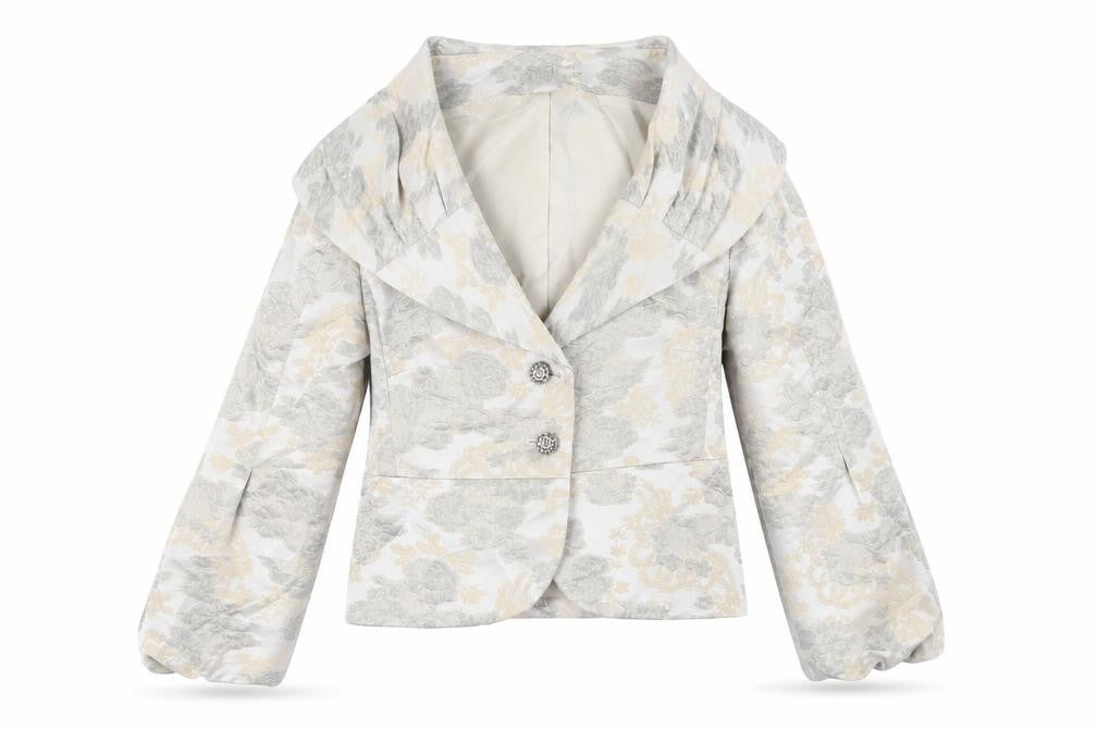 Ispirato Womens Grey Floral Jacket Size 14 Button