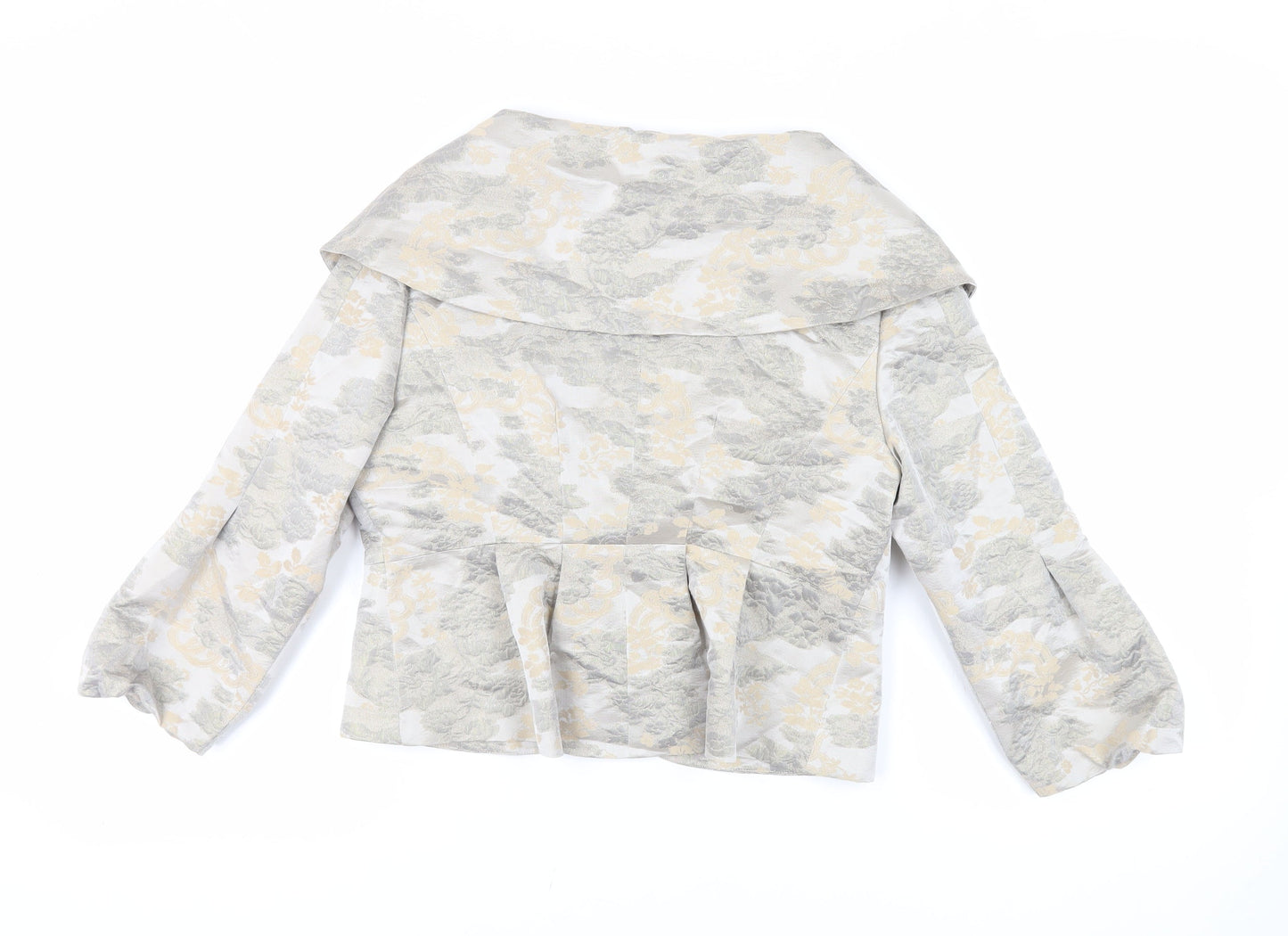 Ispirato Womens Grey Floral Jacket Size 14 Button