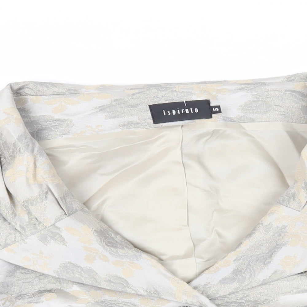 Ispirato Womens Grey Floral Jacket Size 14 Button