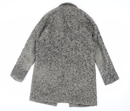 River Island Womens Grey Herringbone Overcoat Coat Size 8 - Open