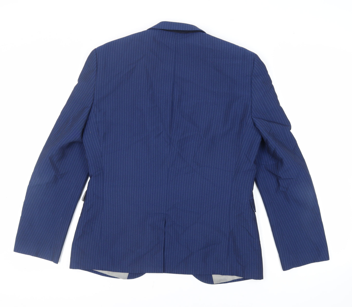 NEXT Mens Blue Striped Polyester Jacket Suit Jacket Size 40 Regular