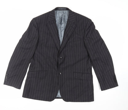 Alfred Brown Mens Black Striped Wool Jacket Suit Jacket Size 40 Regular