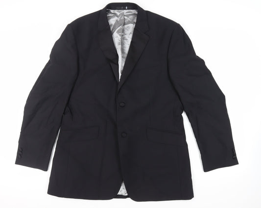 Burton Mens Black Polyester Tuxedo Suit Jacket Size 42 Regular