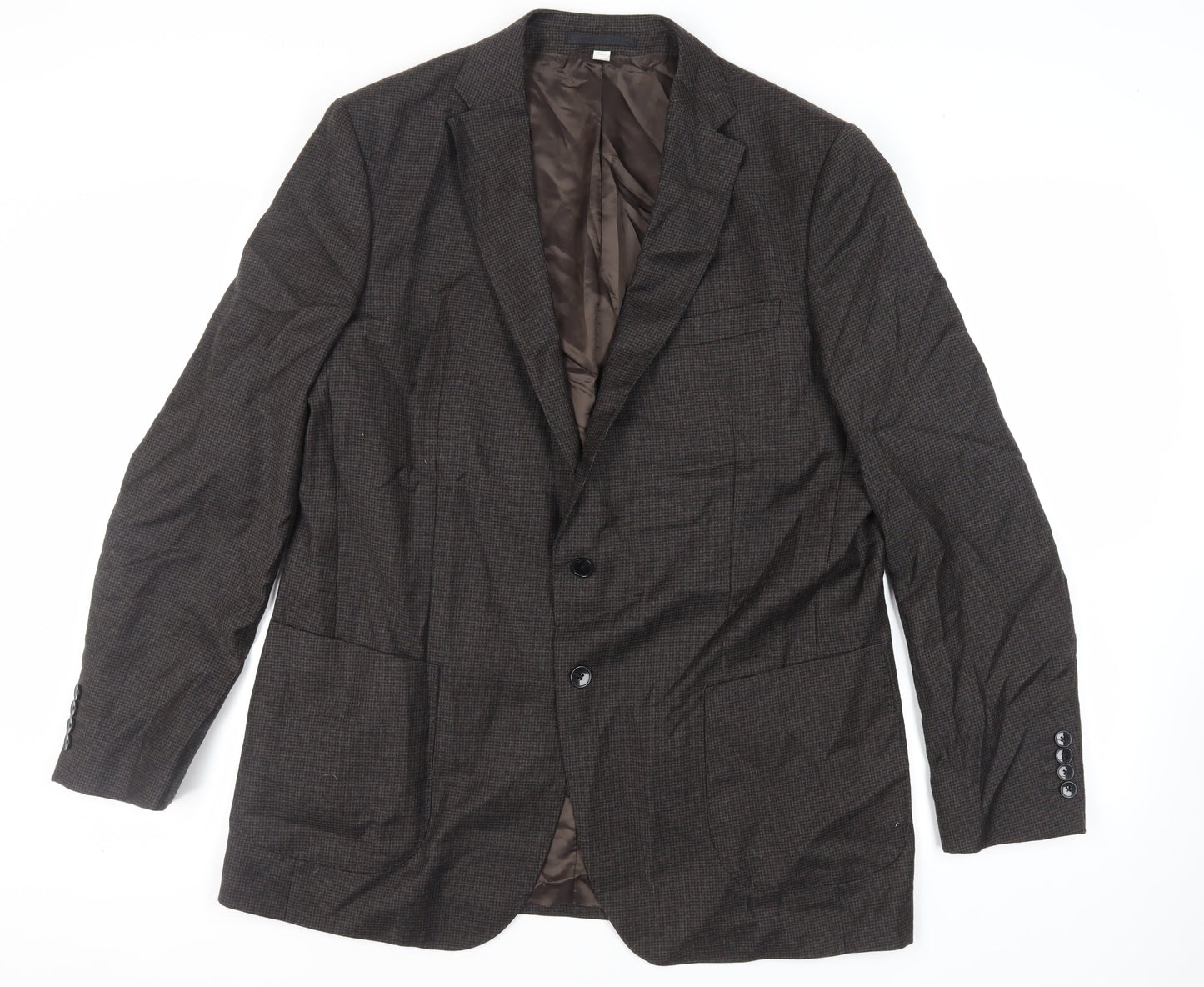 Marks and Spencer Mens Brown Geometric Wool Jacket Suit Jacket Size 44 Regular