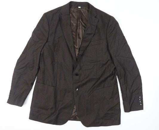 Marks and Spencer Mens Brown Geometric Wool Jacket Suit Jacket Size 44 Regular