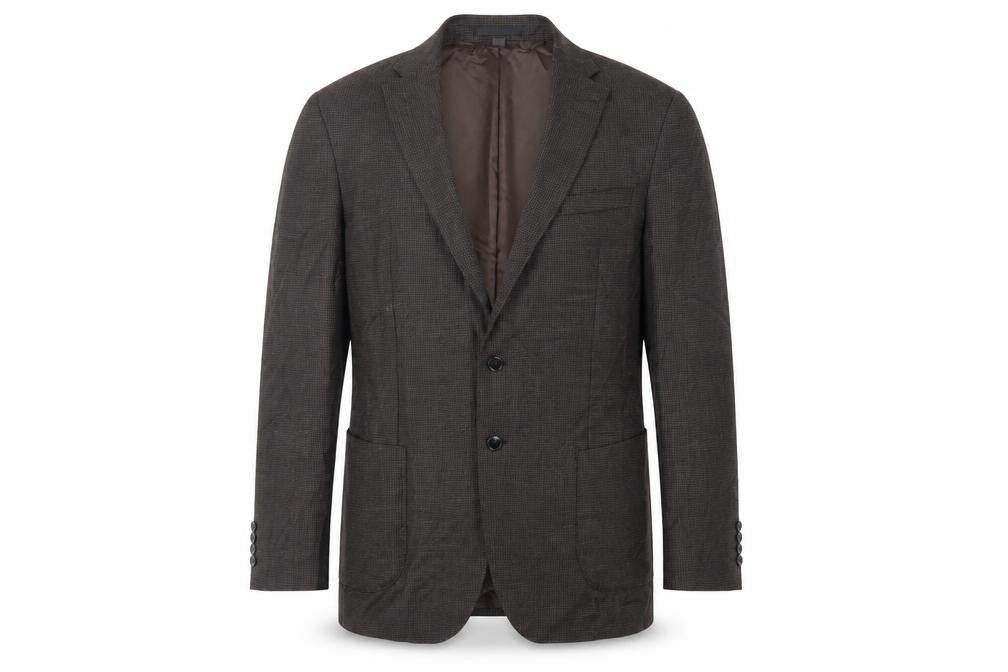 Marks & Spencer Mens Brown Geometric Wool Jacket Suit Jacket Size 44 Regular