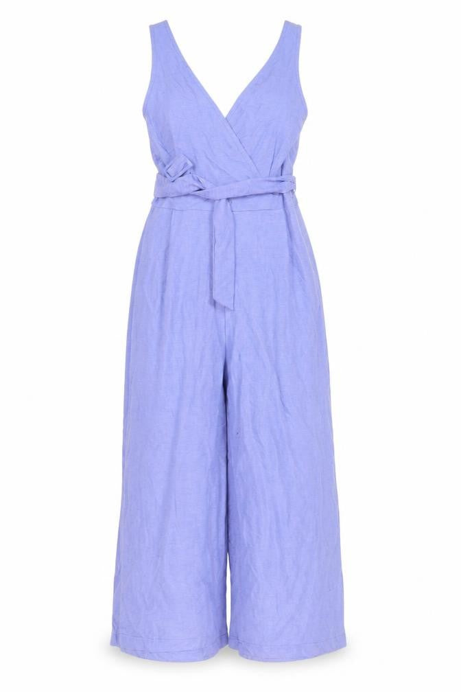 mNAGO Womens Blue Viscose Jumpsuit One-Piece Size S Zip