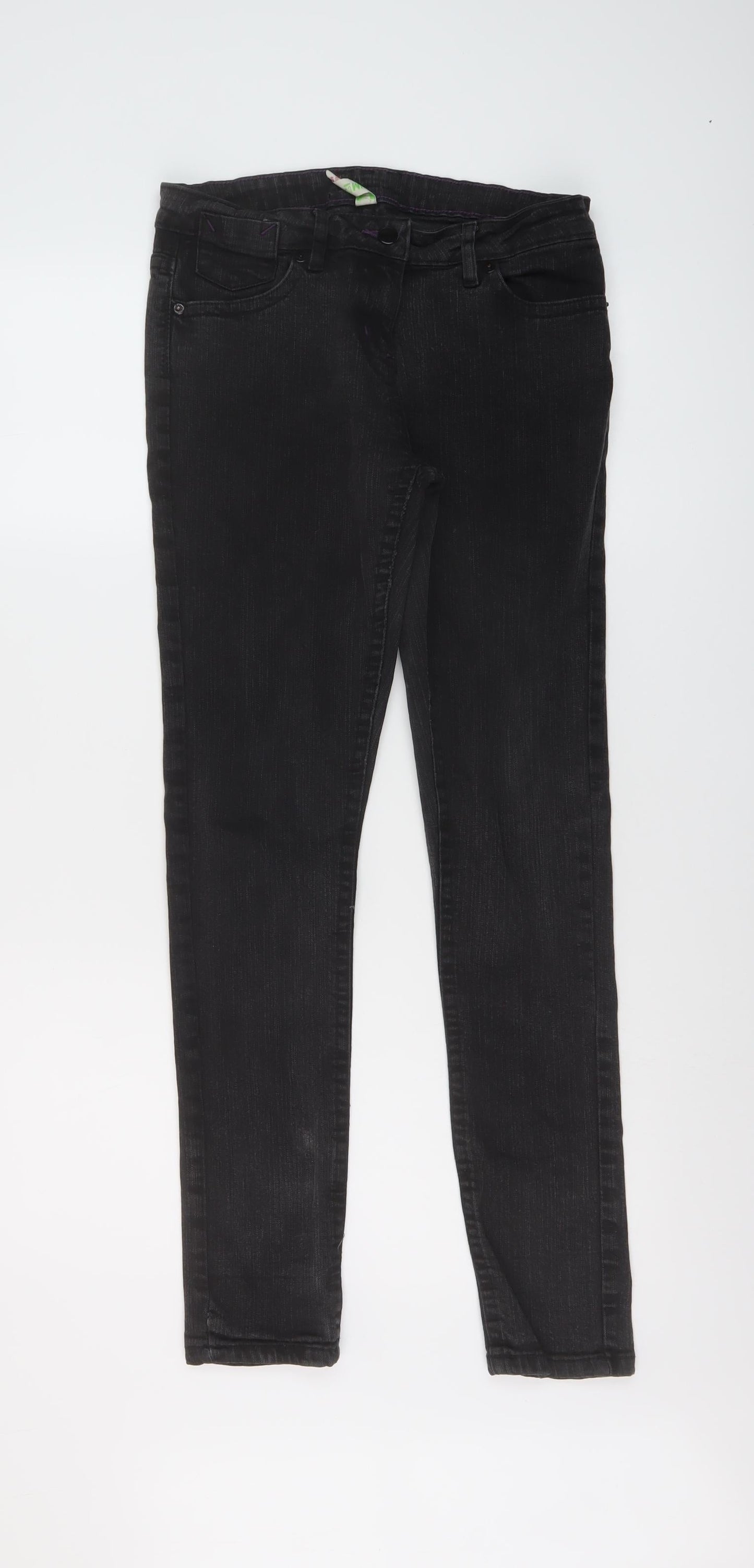 Denim & Co. Womens Grey Cotton Skinny Jeans Size 12 L30 in Regular Button