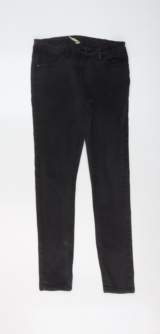 Denim & Co. Womens Grey Cotton Skinny Jeans Size 12 L30 in Regular Button