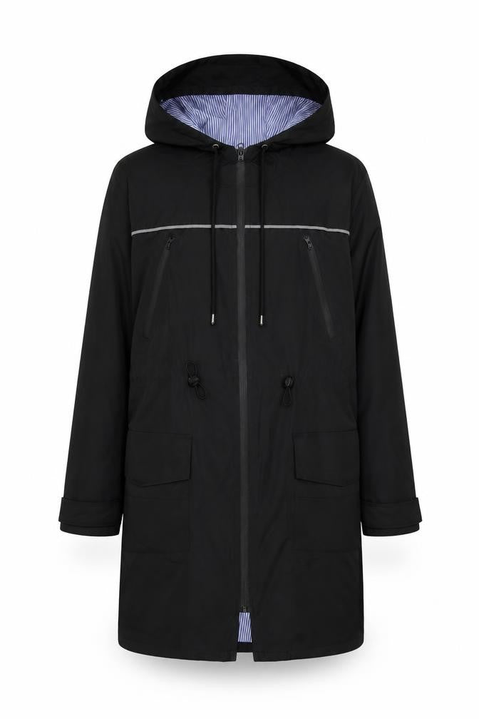 Jasambac Womens Black Rain Coat Coat Size S Zip