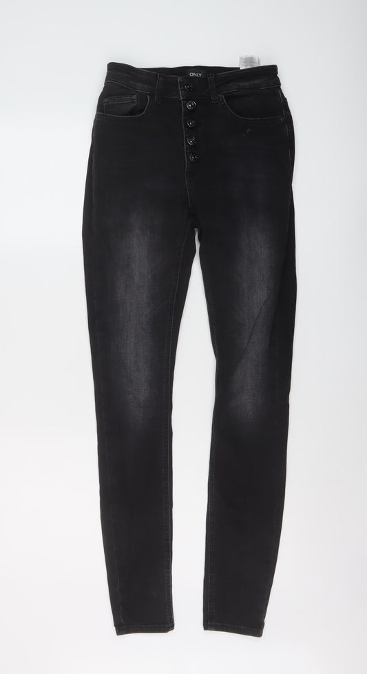 Only Womens Grey Cotton Skinny Jeans Size 24 in L30 in Regular Button