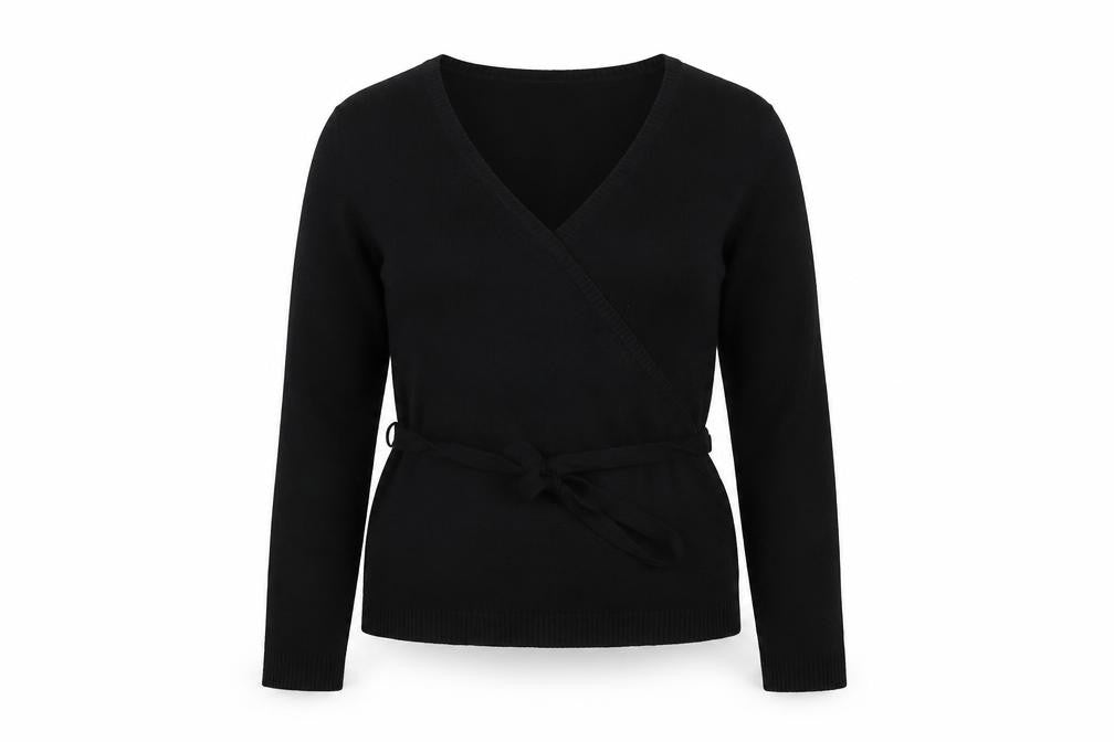 Red Herring Womens Black V-Neck Acrylic Pullover Jumper Size 14