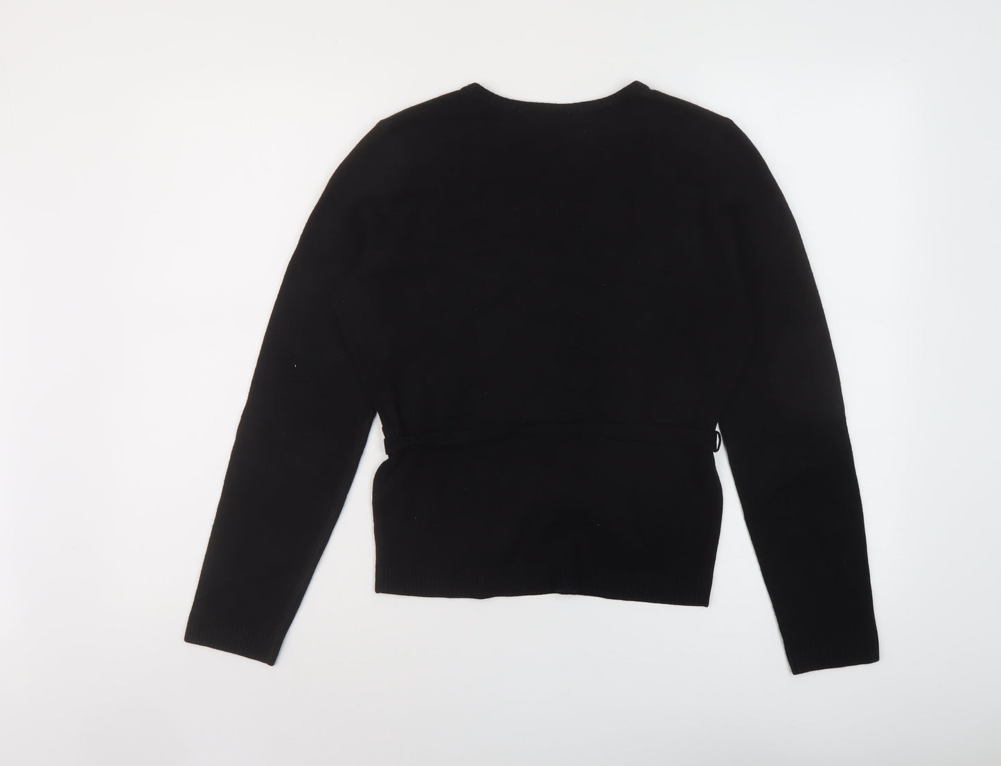 Red Herring Womens Black V-Neck Acrylic Pullover Jumper Size 14