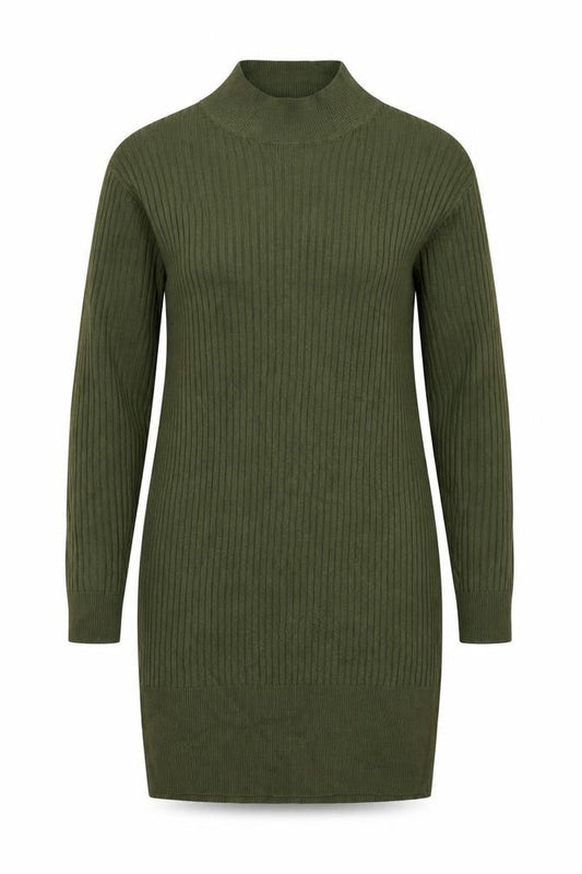 Marks & Spencer Womens Green Mock Neck Acrylic Tunic Jumper Size S
