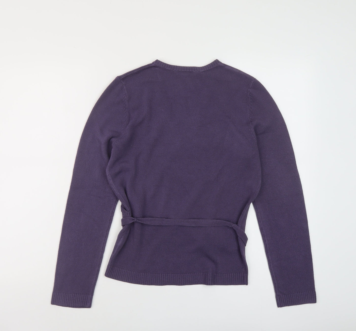 Red Herring Womens Purple V-Neck Acrylic Pullover Jumper Size 14