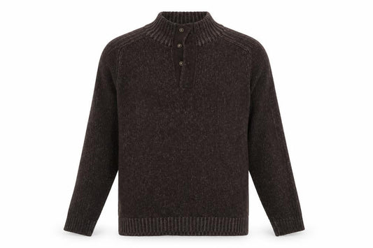 Maine New England Mens Brown Mock Neck Cotton Pullover Jumper Size M Long Sleeve