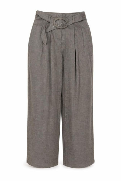 VILA Womens Beige Herringbone Polyester Trousers Size 30 in L27 in Regular Button