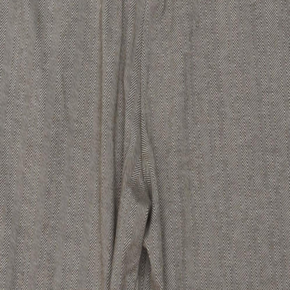 VILA Womens Beige Herringbone Polyester Trousers Size 30 in L27 in Regular Button