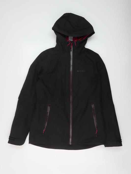 DECATHLON Womens Black Rain Coat Coat Size XS Zip