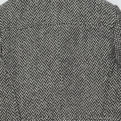 BHS Womens Black Herringbone Pea Coat Coat Size 10 Button