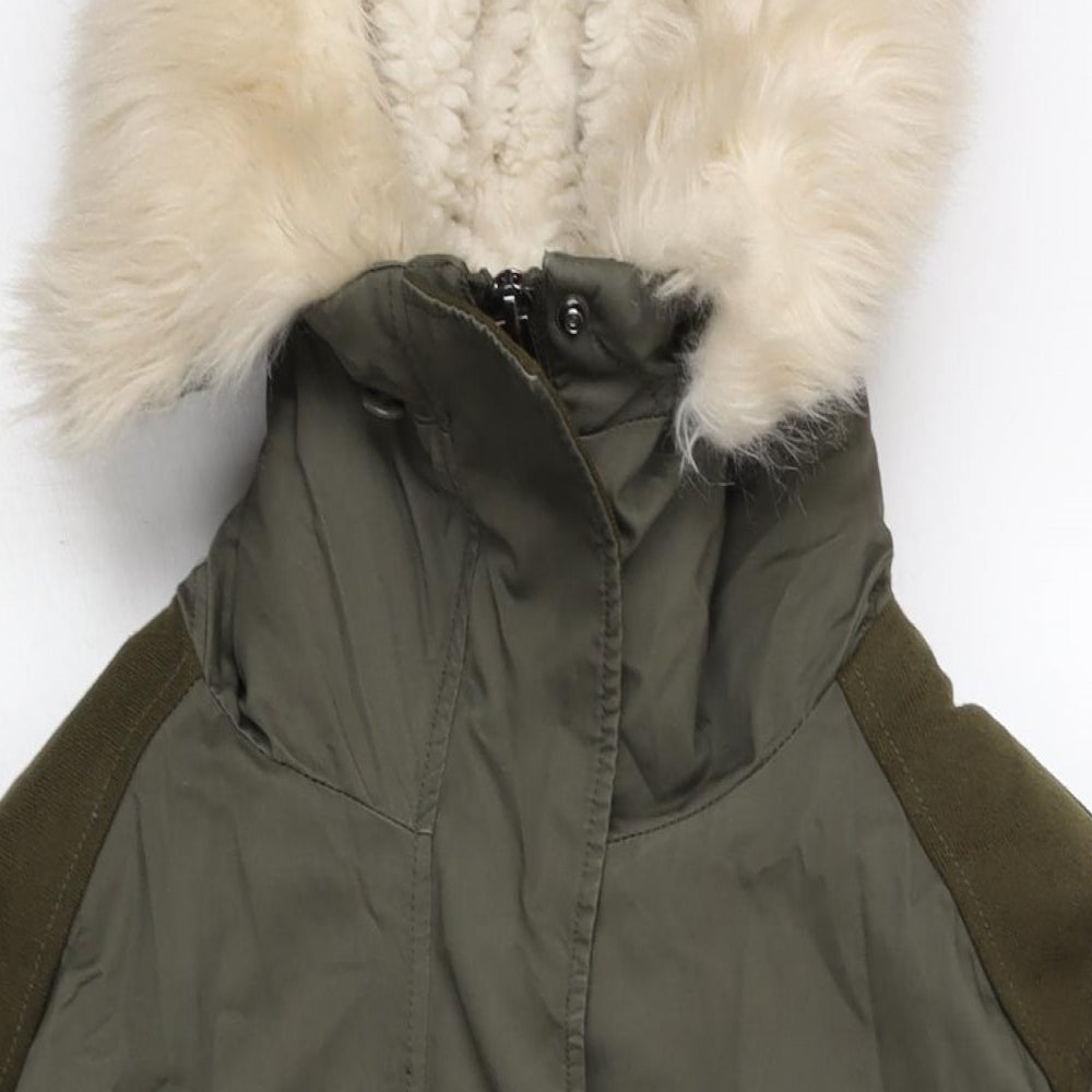 Topshop Womens Green Parka Coat Size 10 Zip - Panelled