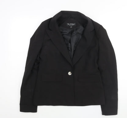 Additional front view of Miss Selfridge women’s black polyester jacket suit jacket, size UK 10