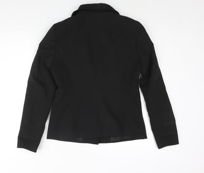 Back view of Miss Selfridge women’s black polyester jacket suit jacket, size UK 10