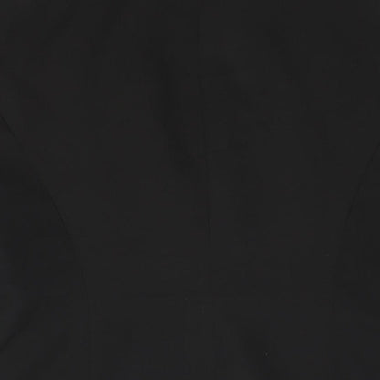 Brand and care label for Miss Selfridge women’s black polyester jacket suit jacket, size UK 10