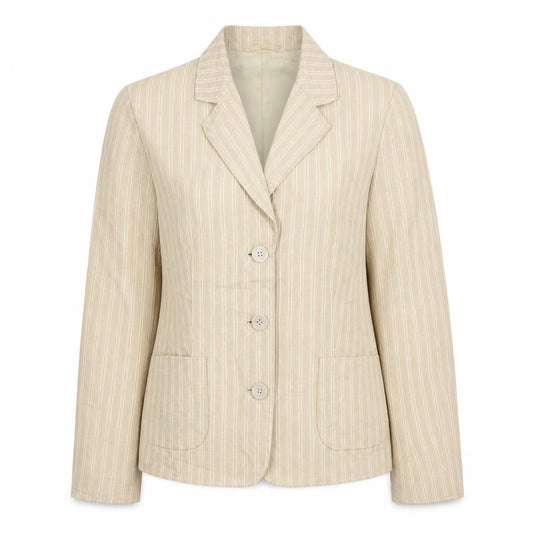 Per Una Womens Beige Striped Jacket Blazer Size 12 Button