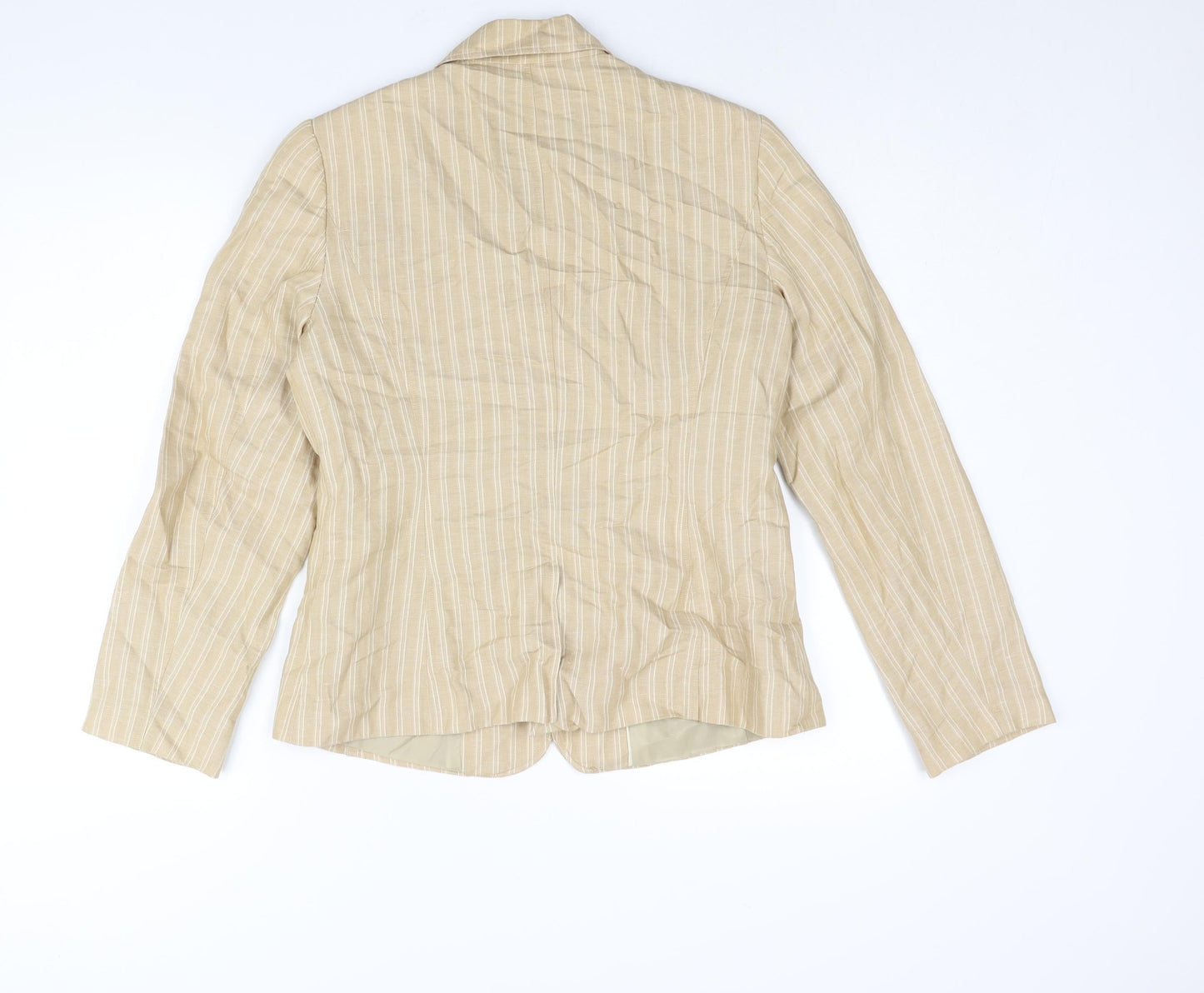 Per Una Womens Beige Striped Jacket Blazer Size 12 Button