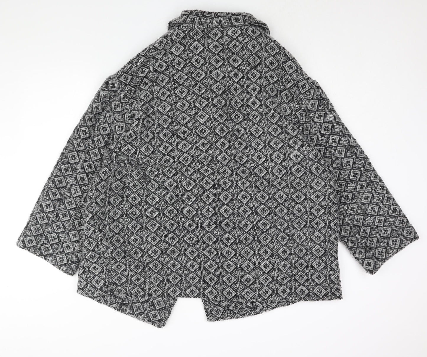 Bonmarché Womens Grey Geometric Overcoat Coat Size 22 Snap