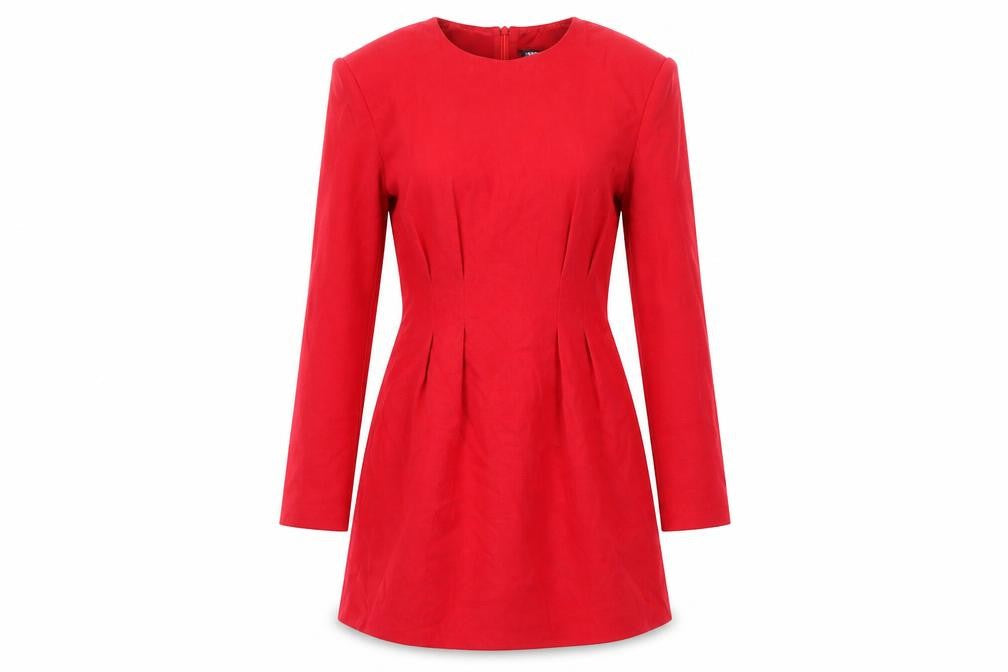 Wanderdoll Womens Red Polyester A-Line Size 8 Round Neck Zip - Shoulder Pads