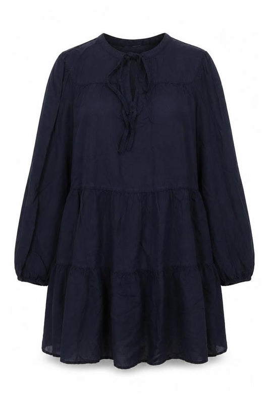 Marks & Spencer Womens Blue Lyocell Shift Size 16 V-Neck Tie - Smocked