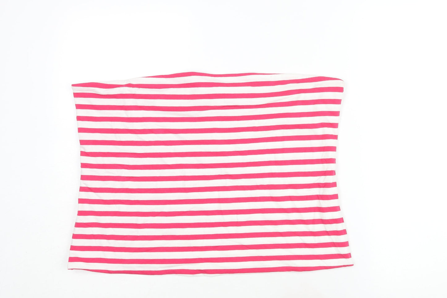 Marks and Spencer Womens Pink Striped Cotton Basic Blouse Size XL Square Neck - Bandeau
